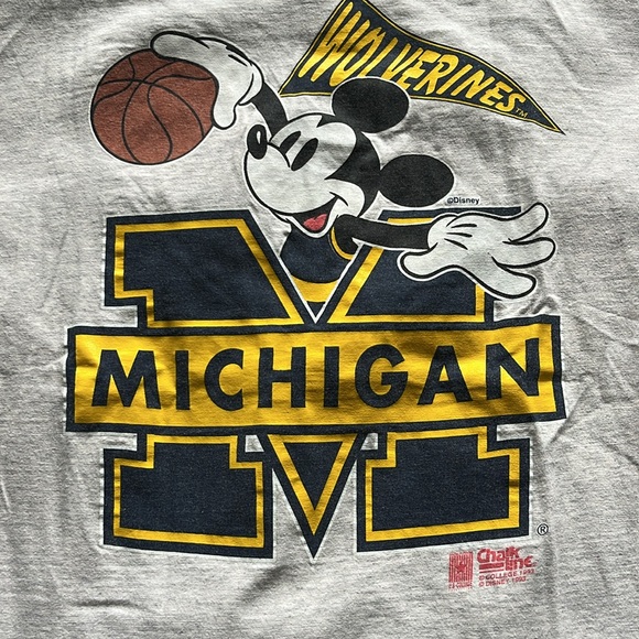 90s Michigan wolverines Mickey Mouse college shirt - Picture 2 of 6